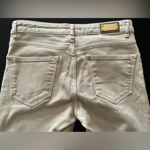 ZARA WOMAN ‘Cigarette Leg’ Studded Cream Denim Jeans sz 4 - Picture 10 of 16